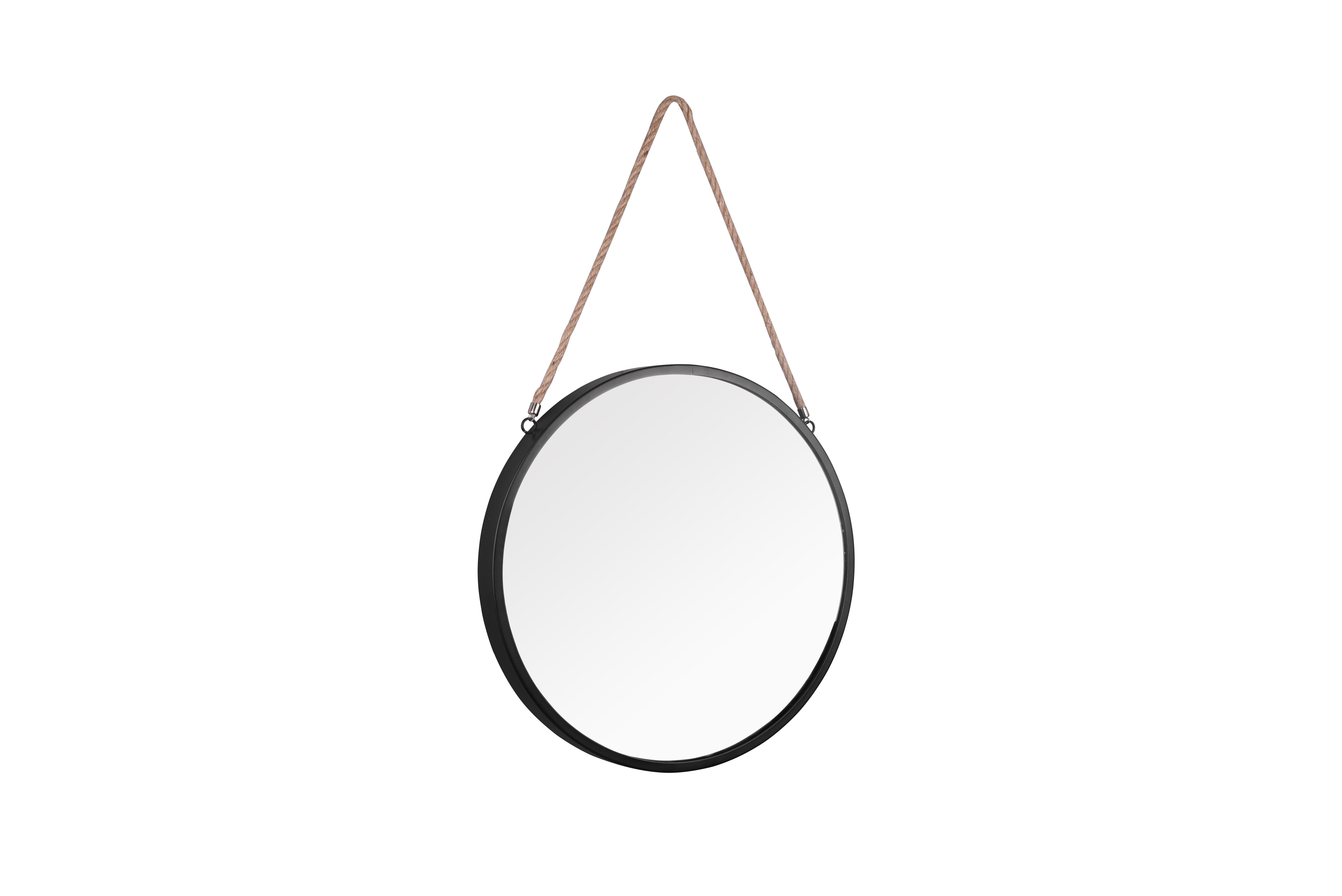 furnling Dekospiegel Tara (1-St), Wandspiegel mit Kordelband zum Aufhängen, Ø 40 cm, schwarz
