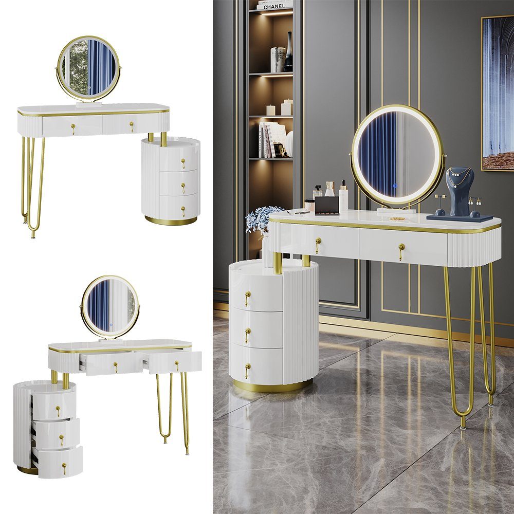 Vicco Schminktisch Charlène, Weiß, 100 cm mit LED-Spiegel (1-St) günstig online kaufen