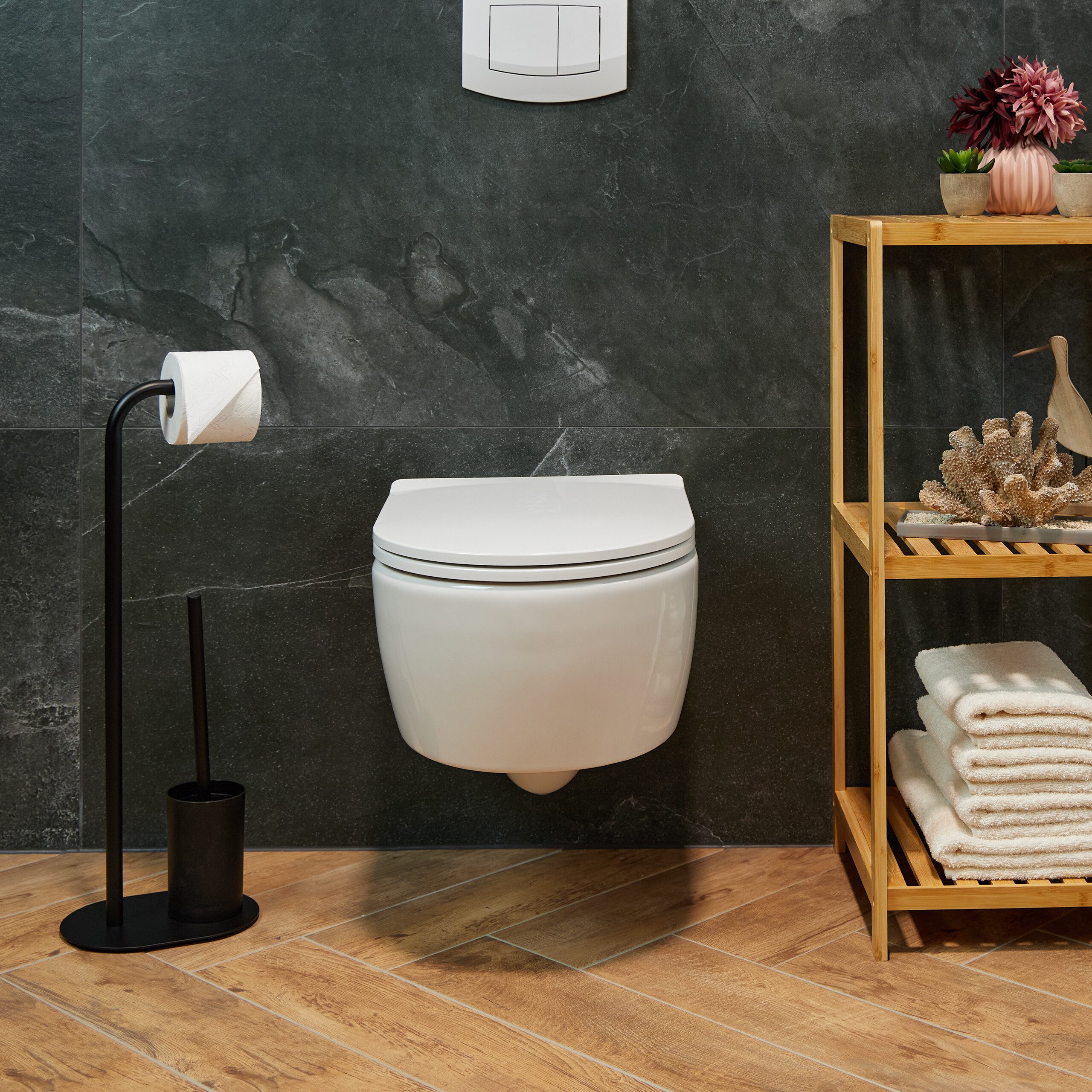 relaxdays WC-Garnitur mit 2 Ersatz-Bürstenköpfen, Standard-Toilettenpapierrollen (Breite bis ca. 11 cm), Standard-Klobürstenköpfe (ca. 8,5 cm), (3-tlg) – Bild 5 von 5