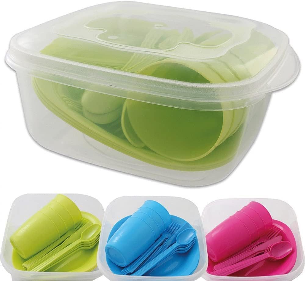 Geschirr-Set Picknick 6 Personen Geschirrset Camping Geschirr Picknickset Korb 31 T