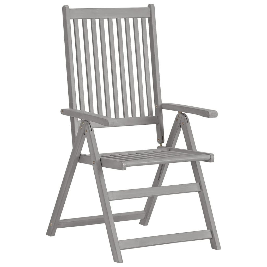 furnicato Gartenstuhl Rustikale klappbare Gartenstühle aus Echtholz, 57x69x110 cm, Grau (2 St), Witterungsbeständige Sitzgruppe mit 5-fach verstellbarer Rückenlehne
