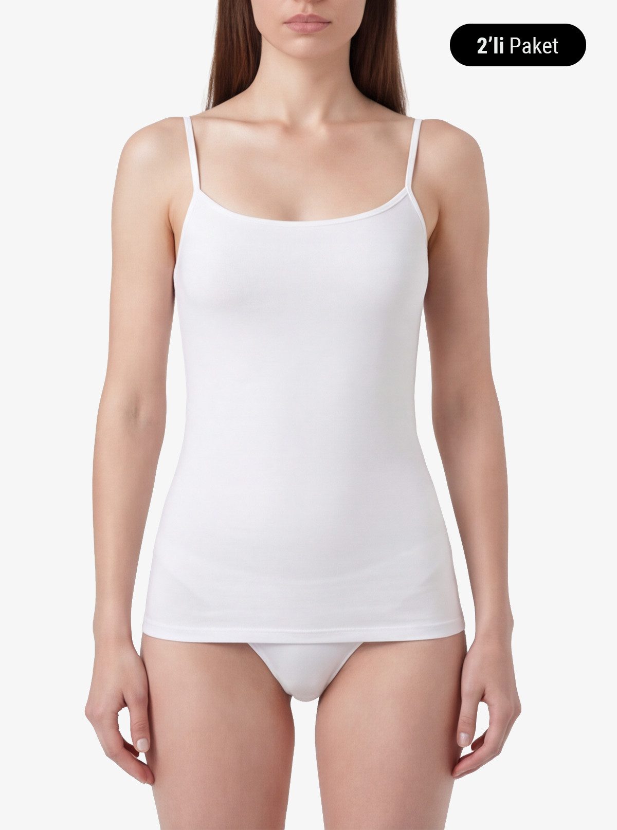 BlackSpade Tanktop Damen Top mit dünnen Trägern 2er-Pack - Weiß