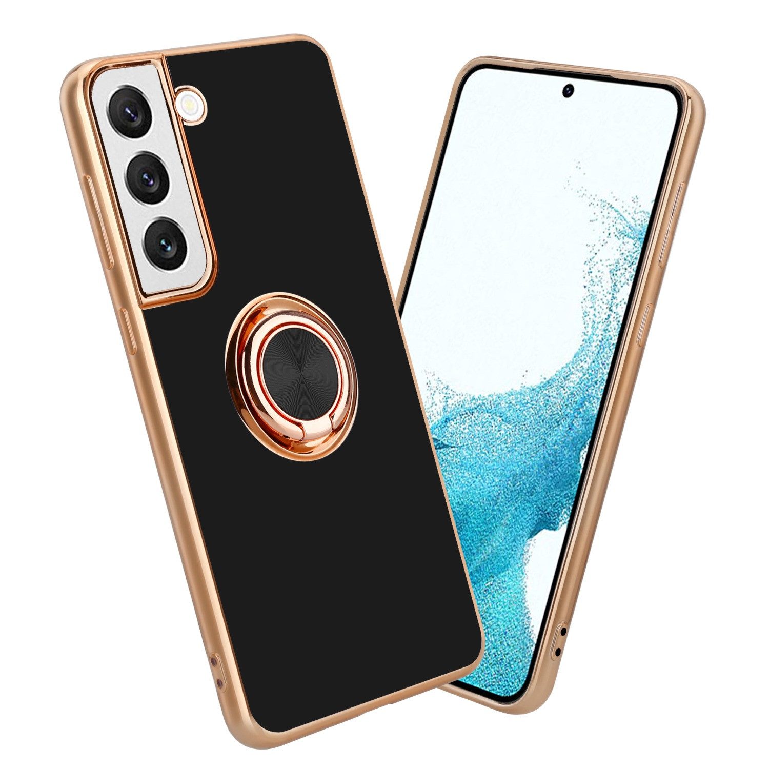 Cadorabo Handyhülle für Samsung Galaxy S21 PLUS Hülle Samsung Galaxy S21 PLUS, Schutzhülle - TPU Silikon Hülle - mit Kameraschutz und Ring
