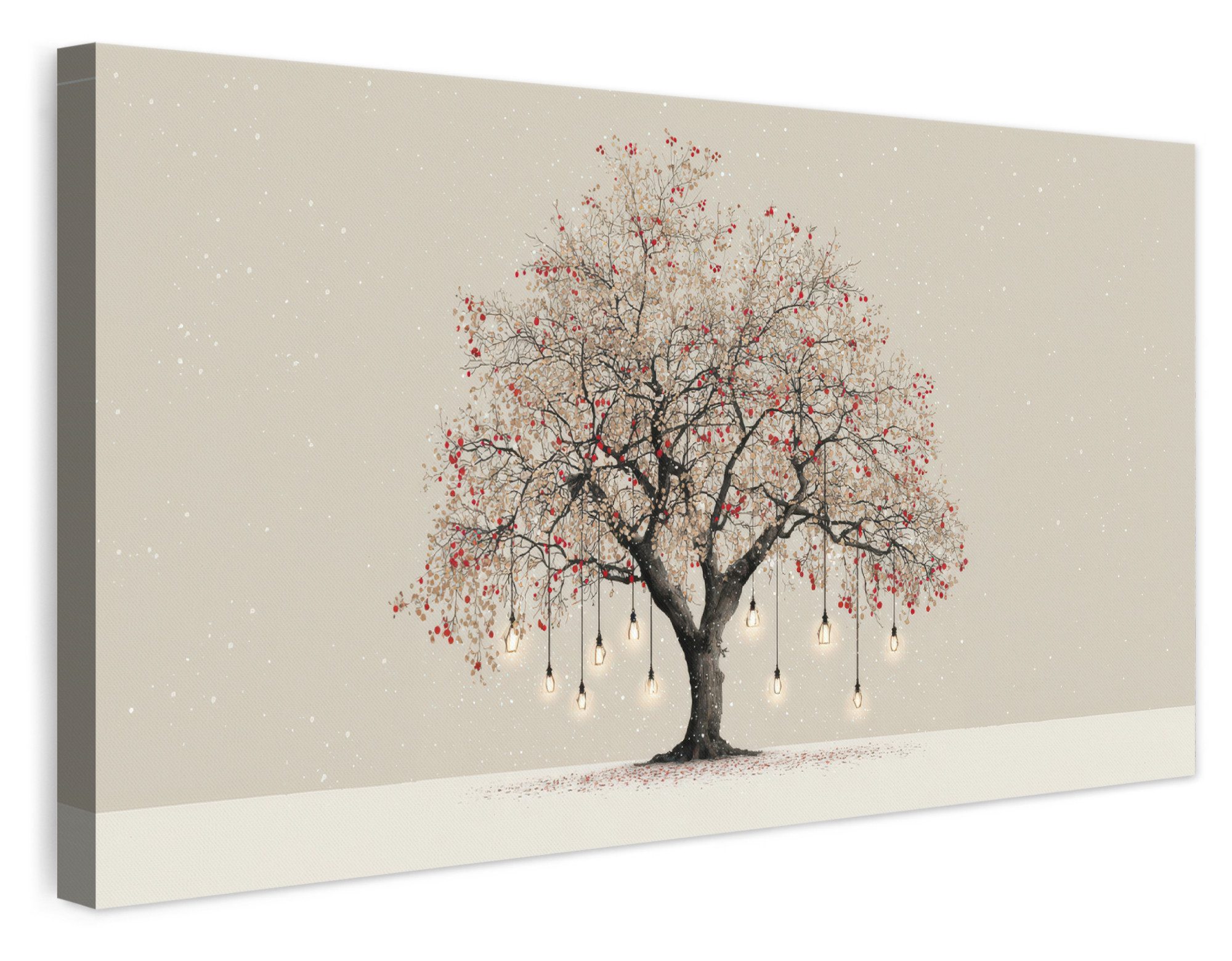 OneMillionCanvasses® Leinwandbild Panorama Lichterbaum - Winter - Weihnachten - Mehrfarbig, Fotodruck (1 St), Wandbild, Deko Schlafzimmer Wohnzimmer Flur 40x20 cm