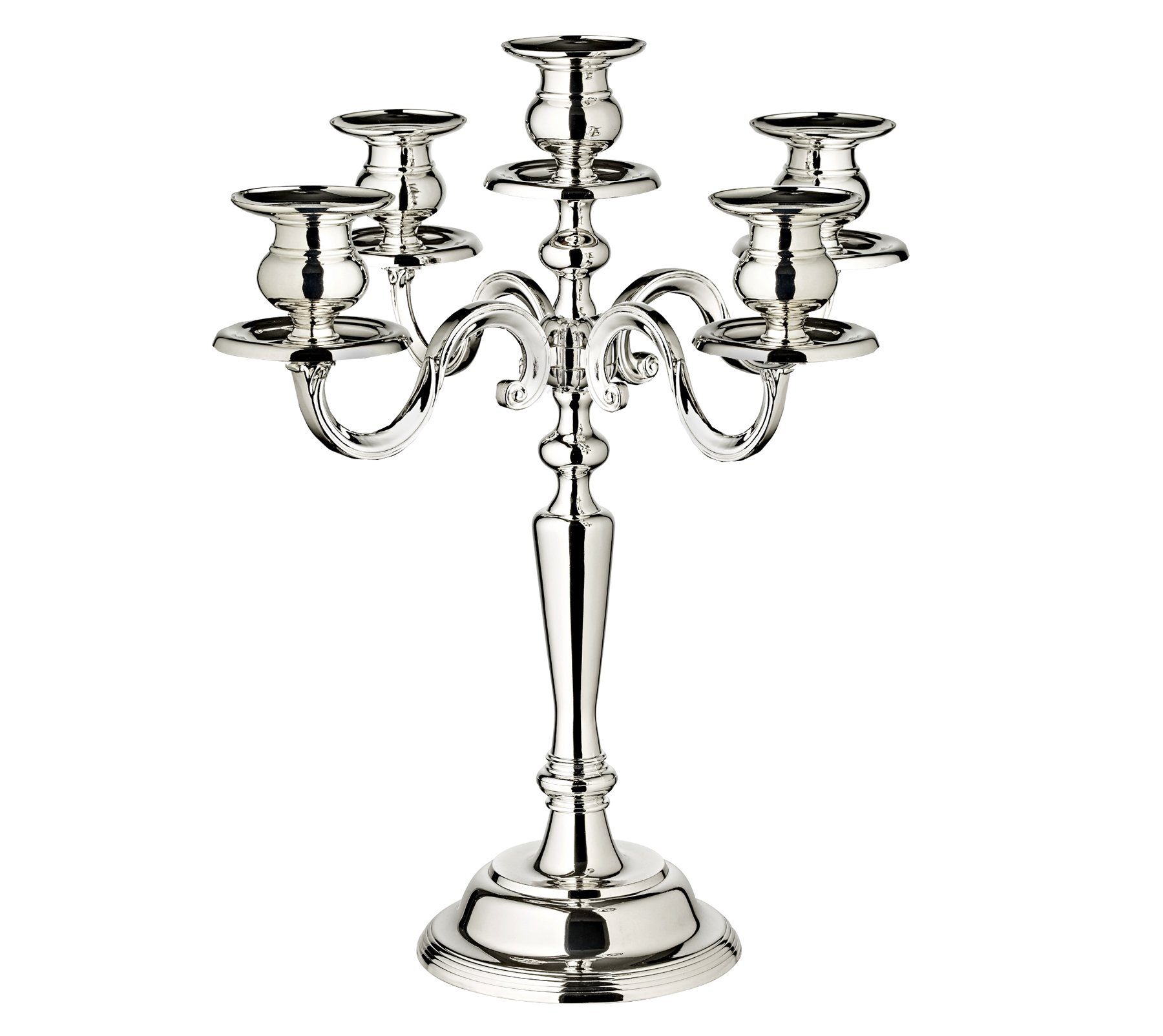 EDZARD Kerzenhalter Regina, Kerzenständer für Stabkerzen, versilbert und anlaufgeschützt, H 37 cm