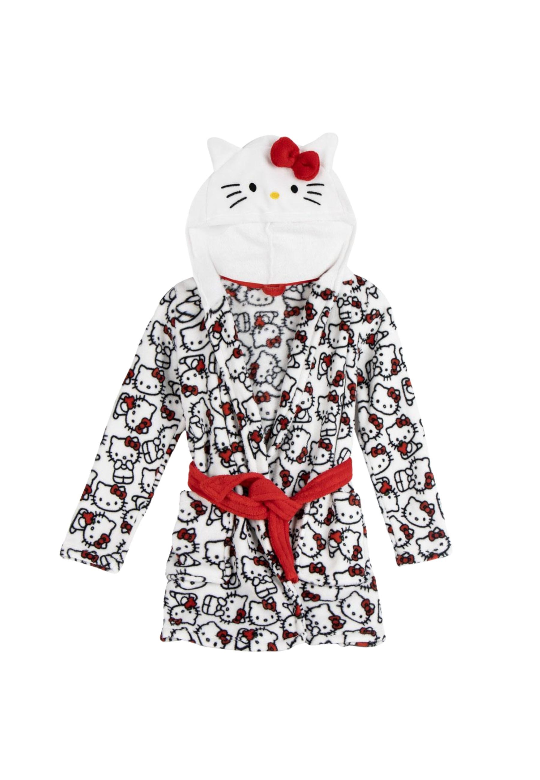 SANRIO Bademantel Coral-Fleece-Bademantel mit Applikationen – Hello Kitty, 100% POLYESTER