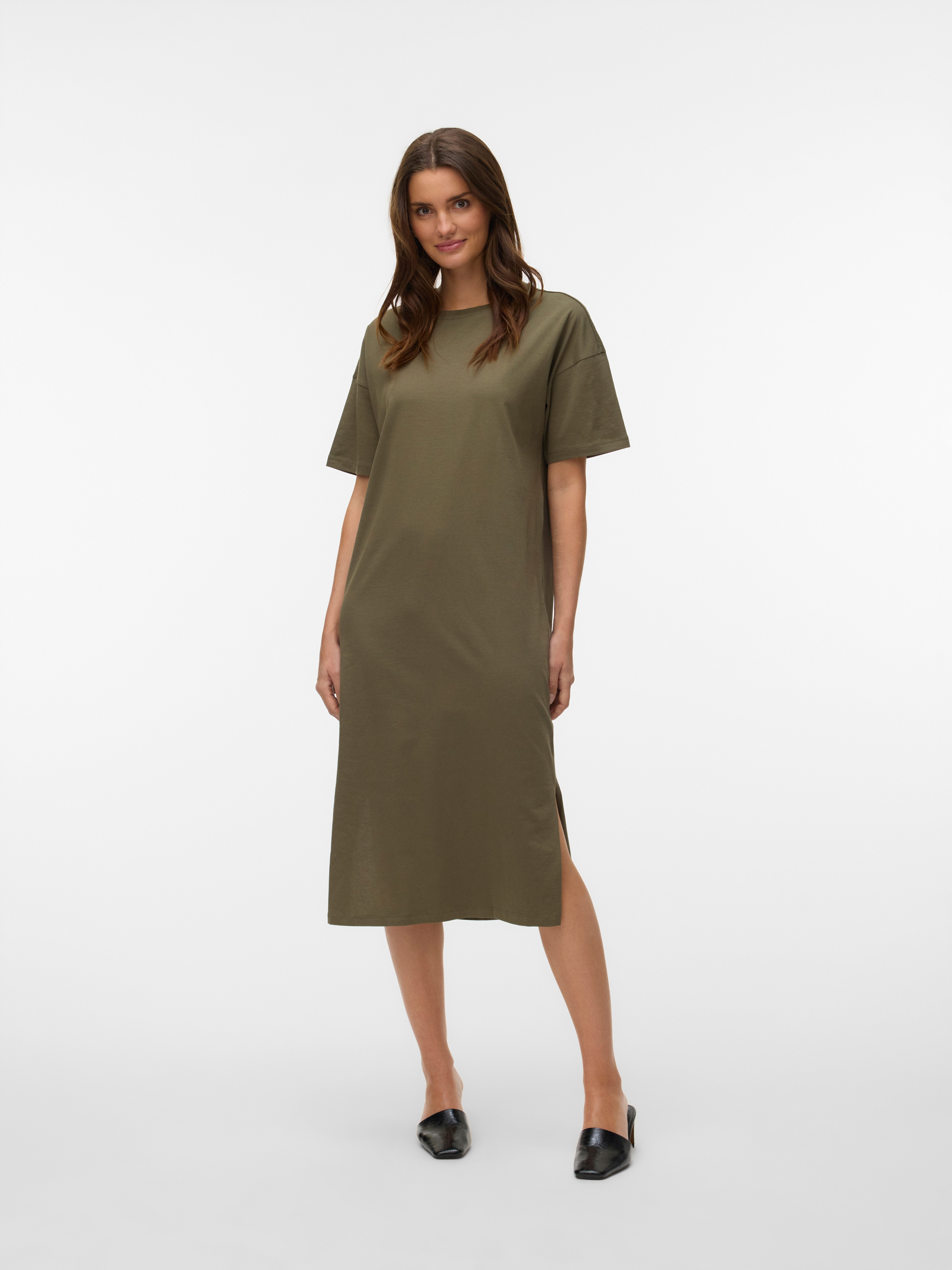 Vero Moda Shirtkleid VMMOLLY SS OVERSIZE CALF DRESS NOOS Baumwolle, regular fit
