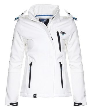 Geographical Norway Softshelljacke Geographical Norway Damen Softshelljacke G-Tara by leyoley mit abnehmbarer Kapuze, Stehkragen, Wetterschutz