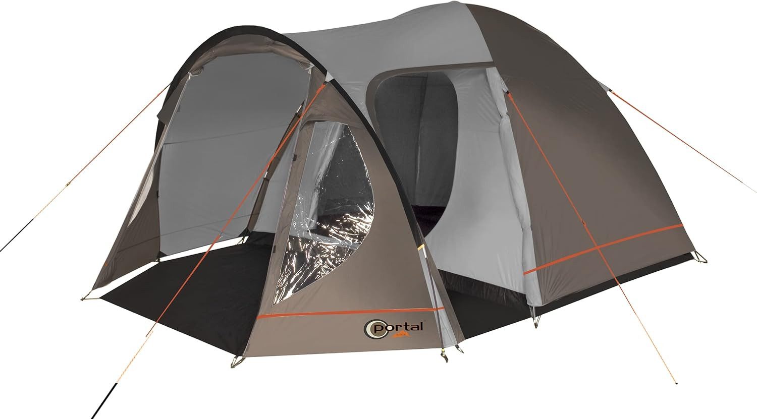Portal Outdoor Kuppelzelt Zelt für 5 Personen wasserdicht Familienzelt Camping Delta 5 grau, Personen: 5 (mit Transporttasche), mit Moskitonetz große Veranda wetterfest wasserdicht