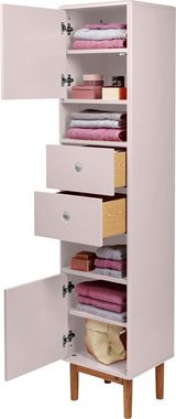 TOM TAILOR HOME Hochschrank COLOR BATH mit 2 Türen & 2 Schubladen, mit Push-to-Open,Füße Eiche, Breite 40 cm