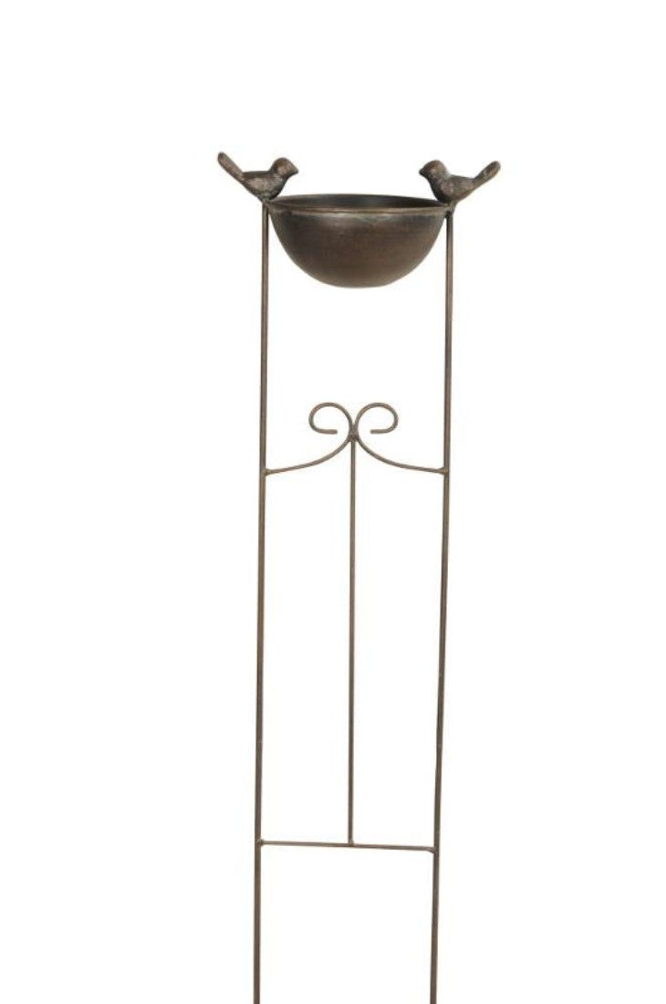 Vogeltränke Futterstelle Metall 2Vögel Gartenstecker Ø20x13cm H76cm Vogelbad
