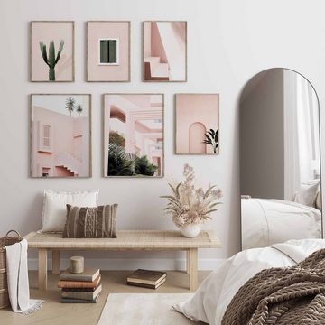Heimlich Poster Set als Wohnzimmer Deko, Bilder DINA3 & DINA4, Architektur Pink Kaktus, Pflanzen