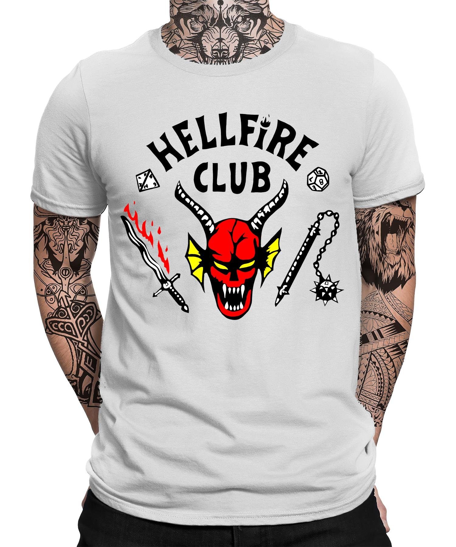 Stranger (1-tlg) Hawkings Herren - Kurzarmshirt Hellfire Club Things Quattro Formatee
