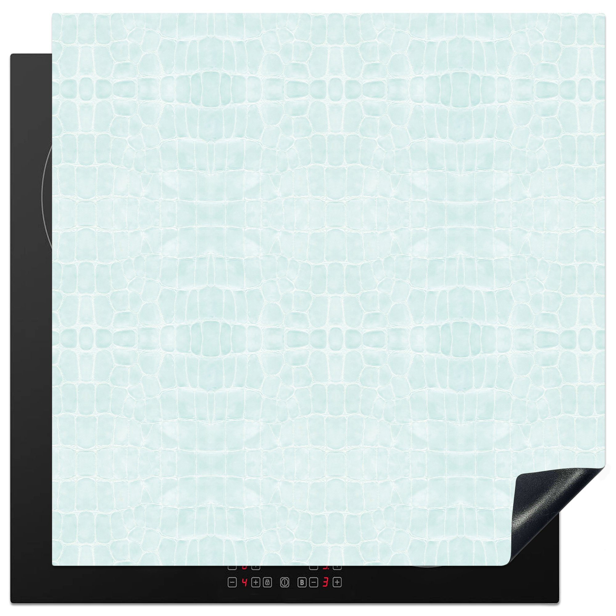 MuchoWow Herdblende-/Abdeckplatte Induktionsschutz - Leder - Grün - Tierfell, Vinyl, (1 tlg), 78x78 cm, Ceranfeldabdeckung, Arbeitsplatte für küche