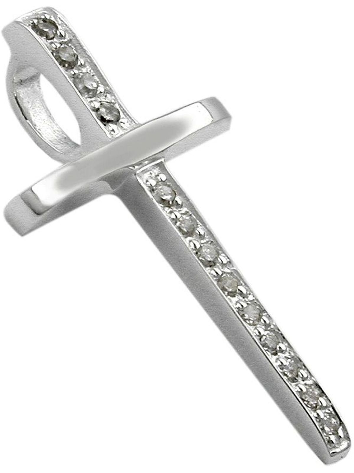 Gallay Kreuzanhänger Anhänger 25x14mm Kreuz mit Zirkonias Silber 925 (1-tlg)