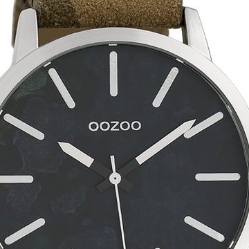 OOZOO Quarzuhr Oozoo Unisex Armbanduhr Timepieces Analog, Damen, Herrenuhr rund, groß (ca. 45mm) Lederarmband, Fashion-Style