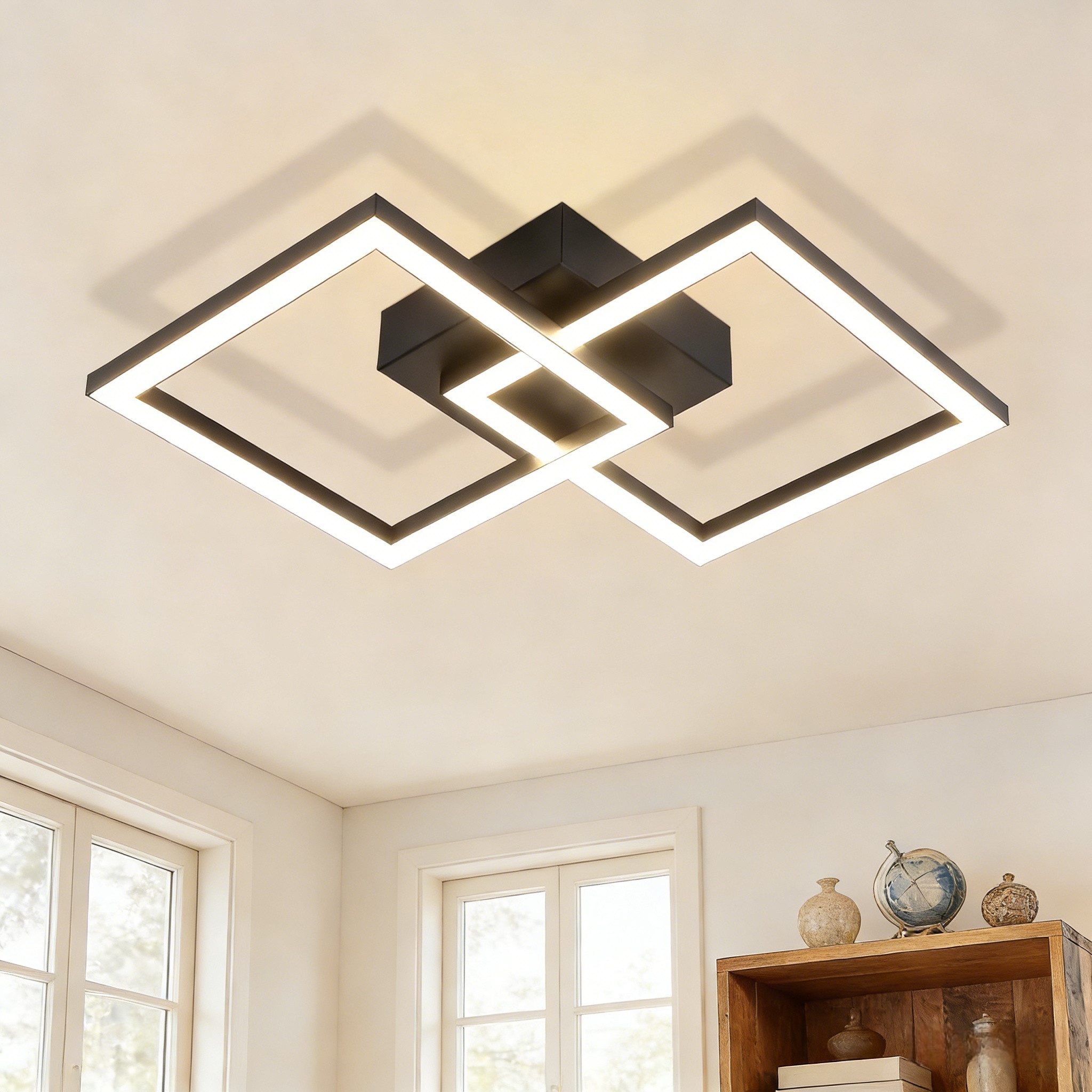 Nettlife LED Deckenleuchte Modern Schwarz Eckig Schlafzimmer 24W Metall 400 günstig online kaufen