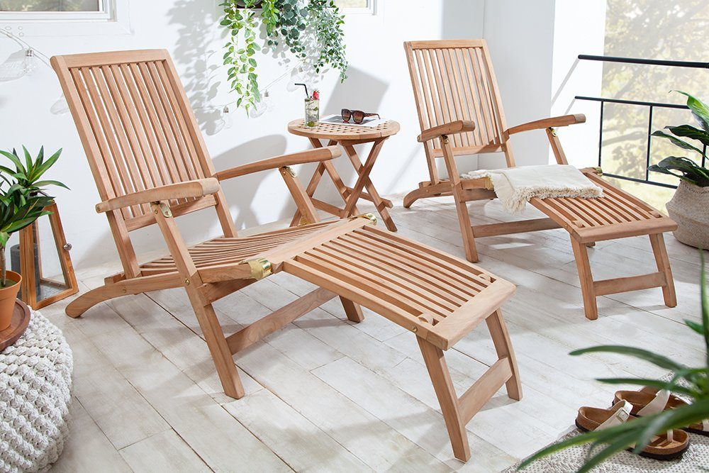 riess-ambiente Gartenliege EMPIRE TEAK 170cm braun, Einzelartikel, 1 St., Outdoor · Massivholz · klappbar · Sonnenliege · Deckchair · Balkon