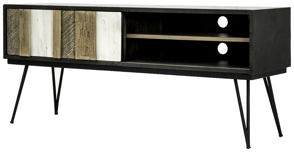 99rooms Konsolentisch Adesso Grau Schwarz Akazie (Beisteltisch), aus Massivholz, rechteckig, Metall, Skandinavisch Design