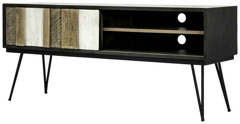 99rooms Konsolentisch Adesso Grau Schwarz Akazie (Beisteltisch), aus Massivholz, rechteckig, Metall, Skandinavisch Design