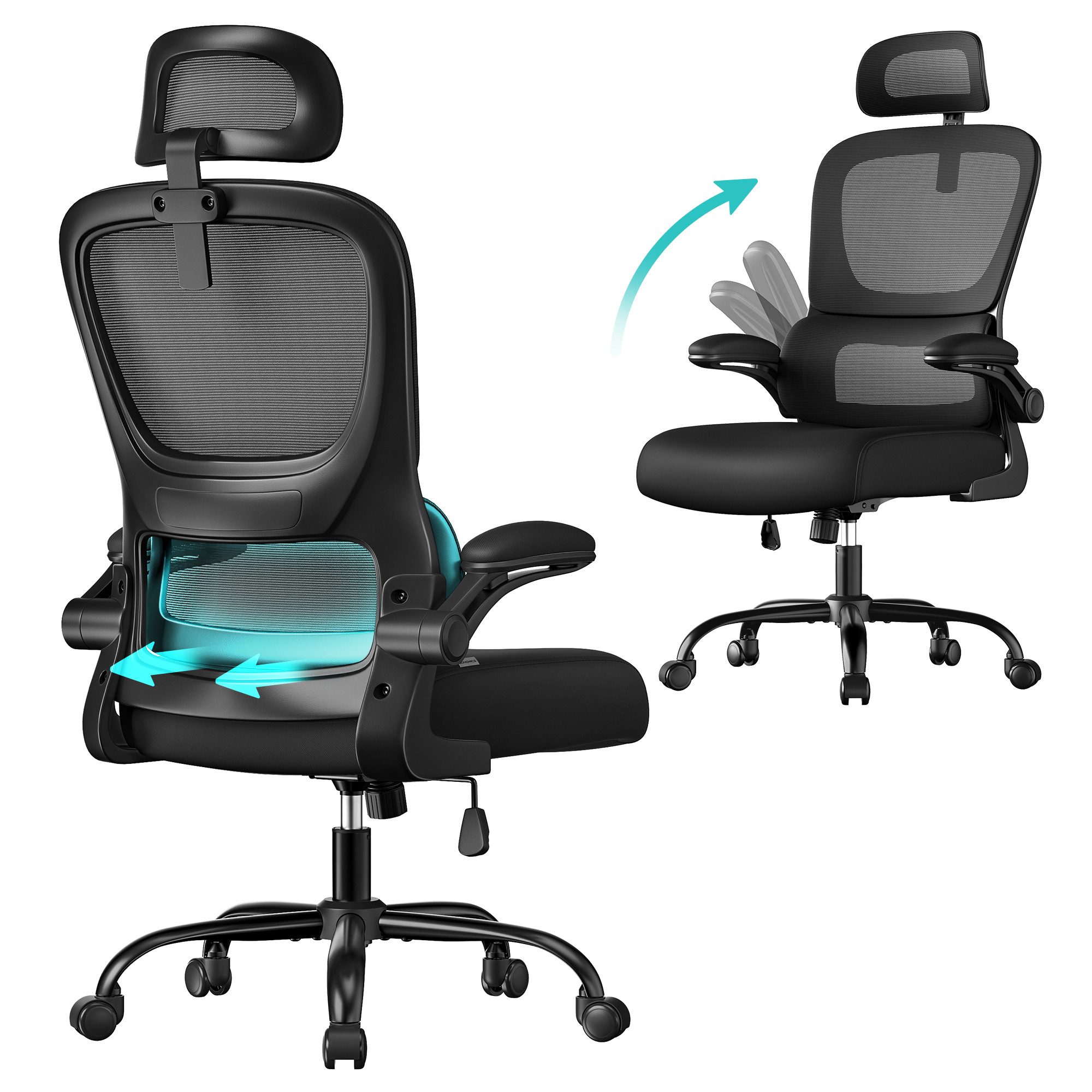 SONGMICS Bürostuhl, Netzstuhl, ergonomisches Design, mit günstig online kaufen