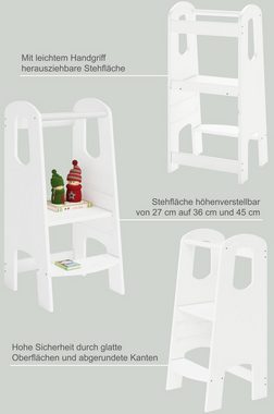 Bellabino Stehhilfe Lernturm Luni, 3-fach höhenverstellbar, aus Birke Sperrholz, weiß