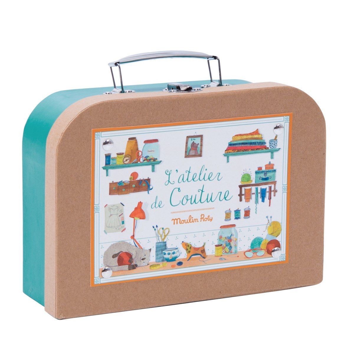 Moulin Roty Handarbeitskoffer les jouets d`hier Schere Faden Wolle Fingerhut Stricknadel ab 6J