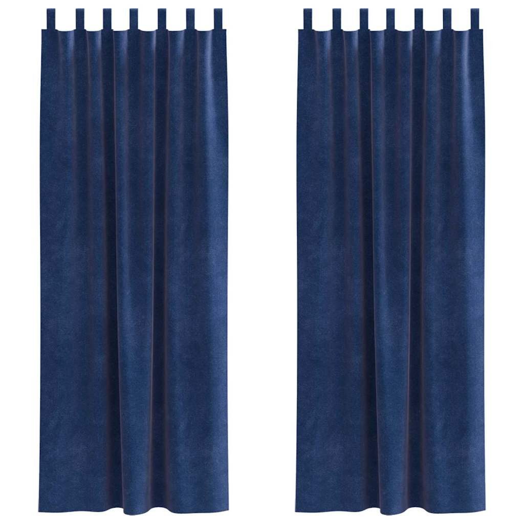 vidaXL Vorhang Verdunkelungsvorhänge 2 pcs Dunkelblau 140 x 245 cm Samt (2 St), Samt