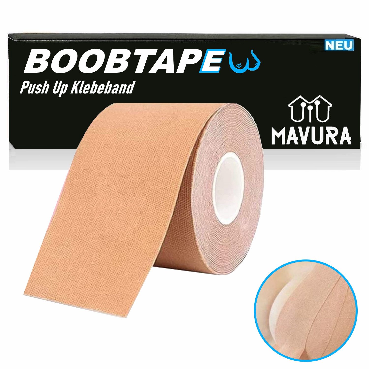 MAVURA Klebeband BOOBTAPE Tape Body Lift Tape Brust BH Klebeband Push Up Klebe Selbstklebend Unsichtbar BH-Streifen Lift Band [2,99/m]
