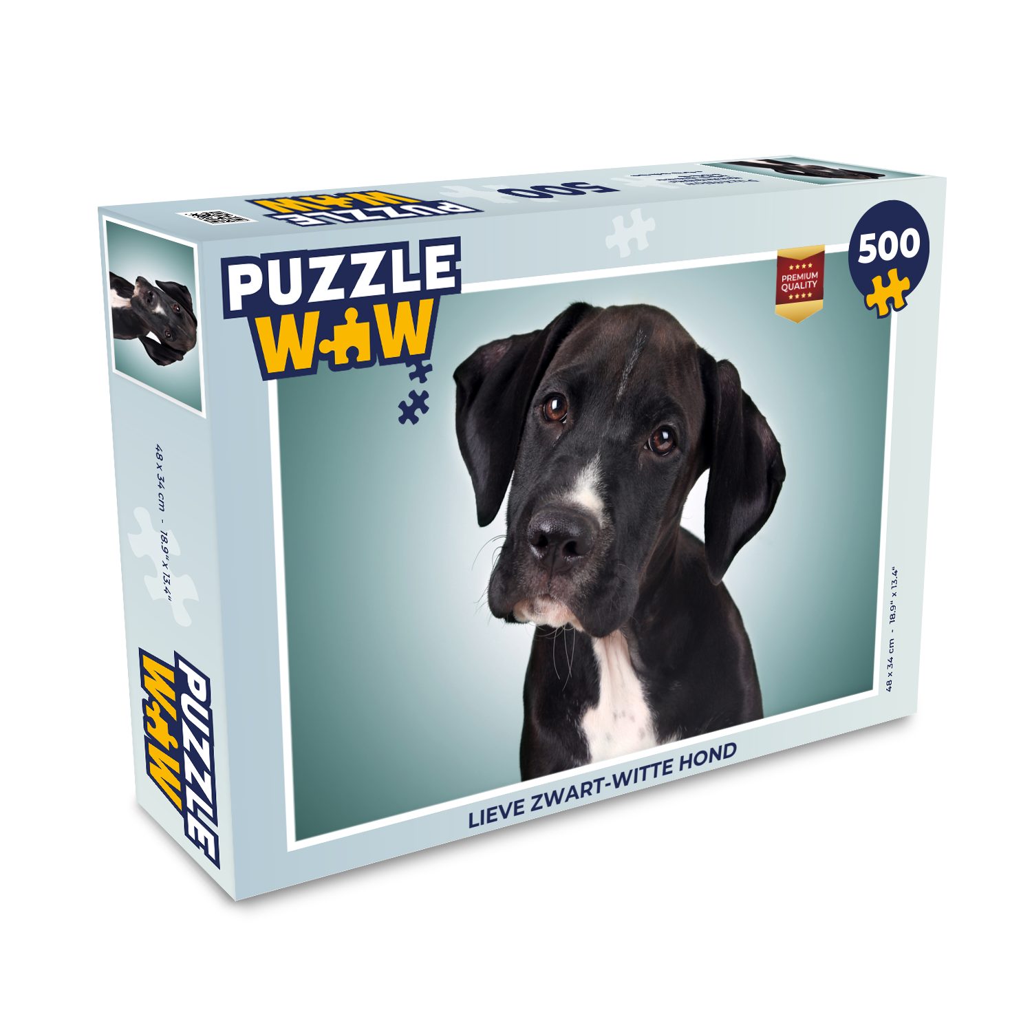 MuchoWow Puzzle Süßer schwarzer und weißer Hund, 500 Puzzleteile, Foto- Puzzle, Bilderrätsel, Puzzlespiele, Spielzeug