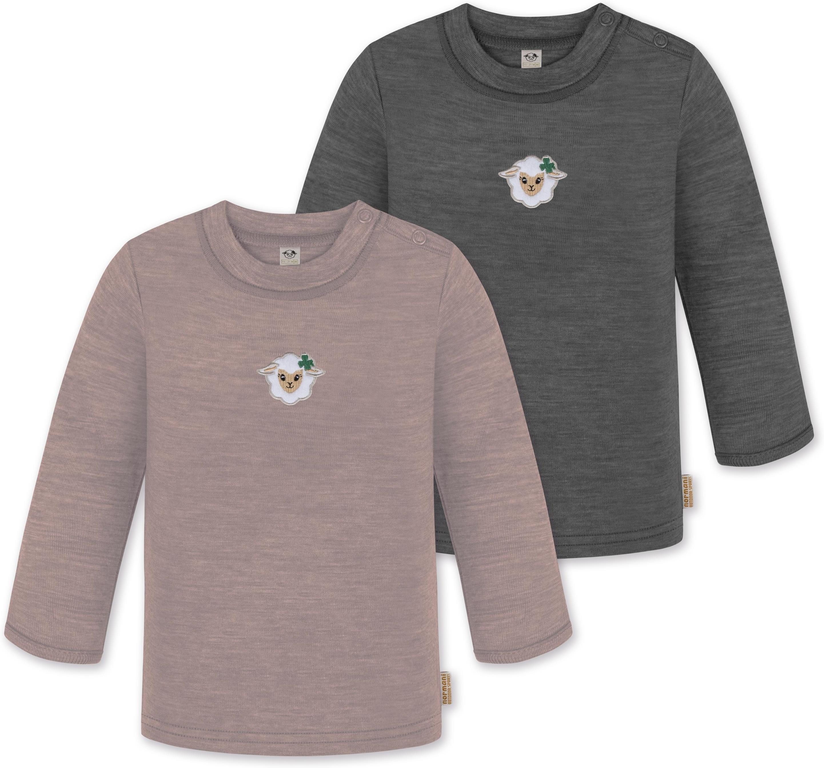 normani Langarmwickelbody 2er Pack Baby Merino Longsleeve Taupo Multirabatt - Winter Feinstrick Wollpullover aus 100 % Merinowolle