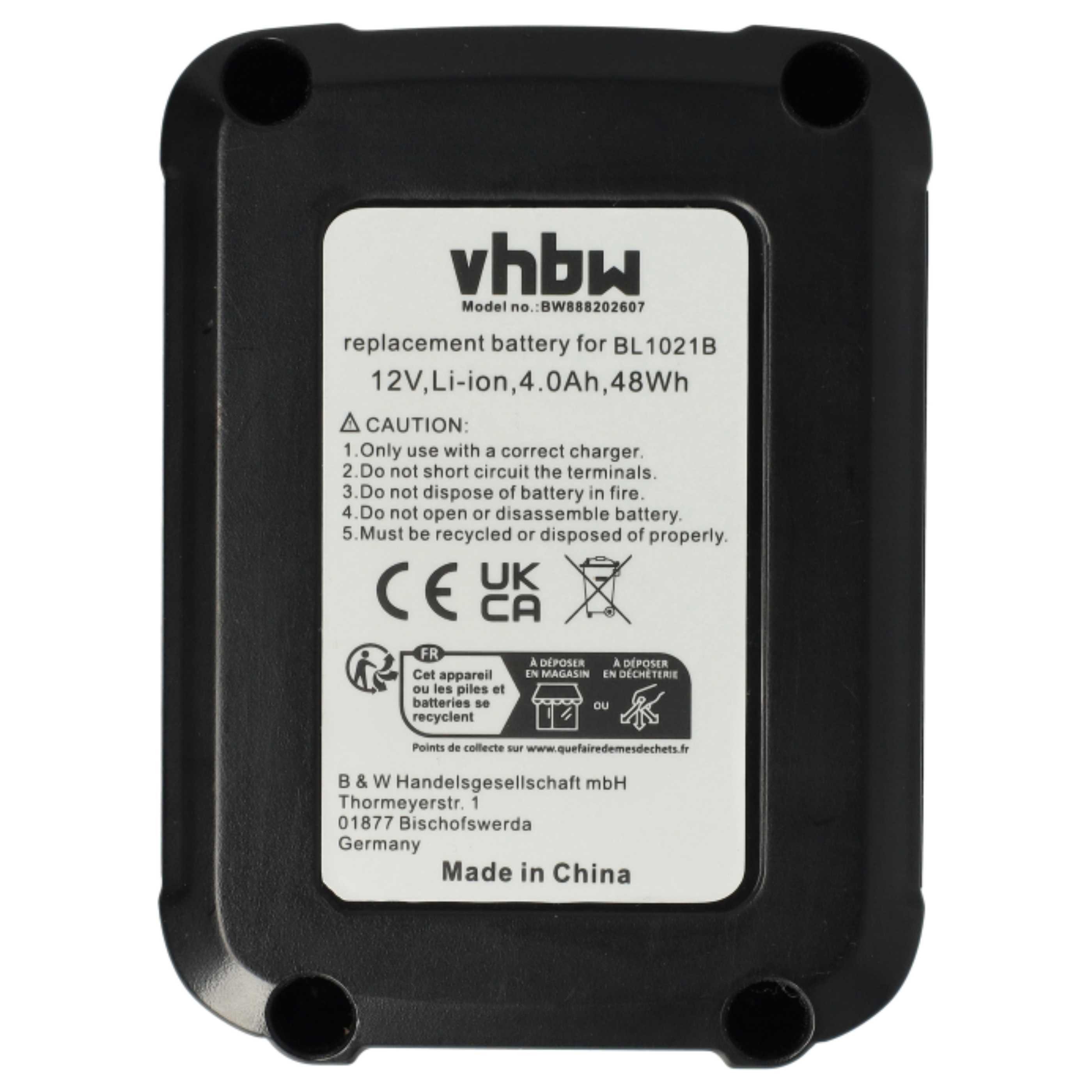 vhbw Akku Ersatz für Makita BL1021, BL1021B, BL1016, BL1020, BL1020B, Akku Akku Li-Ion 4000 mAh (12 V, 2 St), Leistungsfähige Austausch-Akkus für Werkzeug Powertools wie