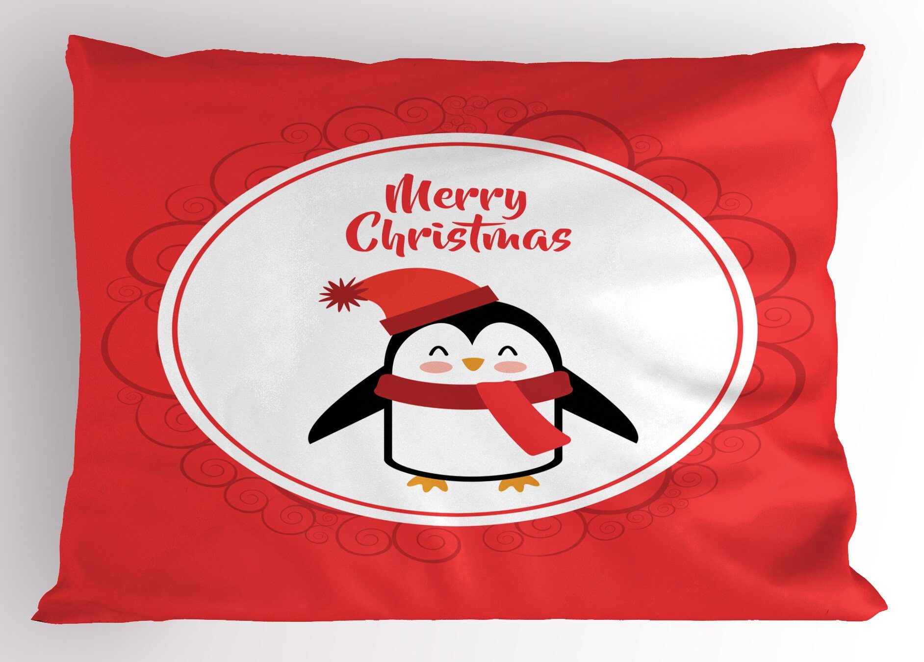 Kissenbezüge Dekorativer Standard King Size Gedruckter Kissenbezug, Abakuhaus (1 Stück), Weihnachten Glückliche Frohe Pinguin Runde