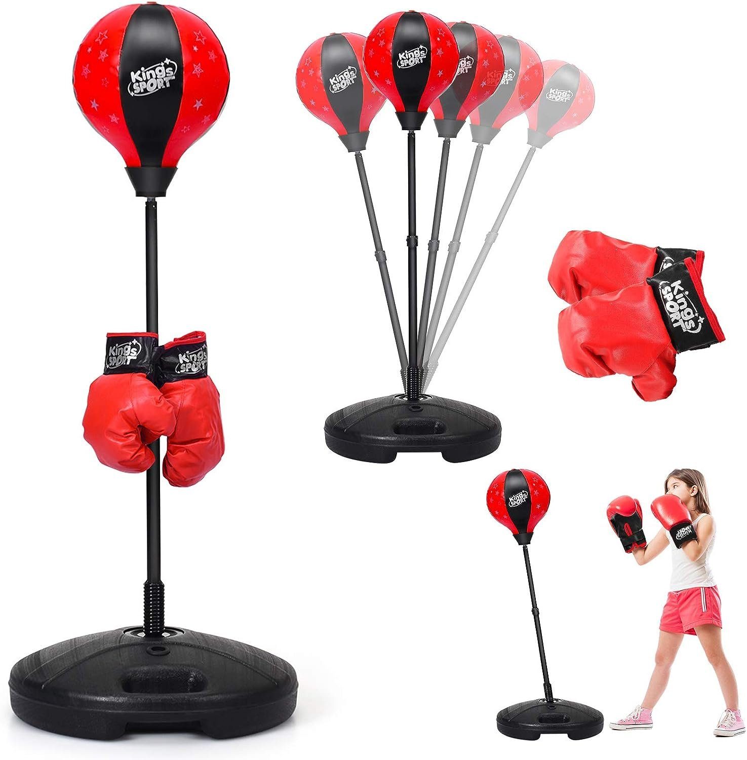 KOMFOTTEU Punchingball (Set), Höhenverstellbarer Standbox 81-123,5 cm