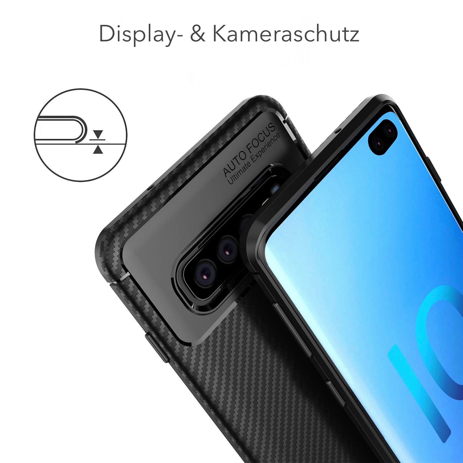 AVANA Handyhülle für Samsung Galaxy S10 / Plus / S10e Hülle Silikon Schutzhülle Case, Slim Cover, Bumper, Carbon Optik