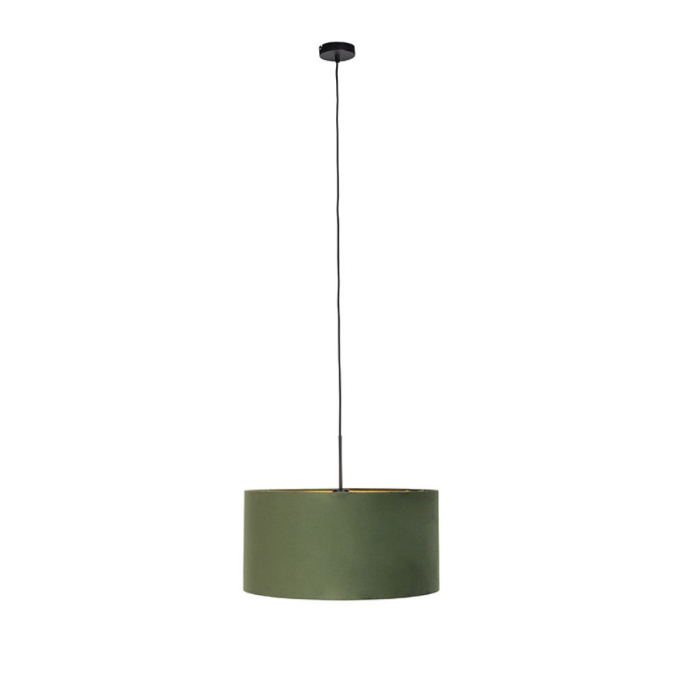 Qazqa Pendelleuchte Combi, ohne Leuchtmittel, Warmweiß, QAZQA Hängeleuchte, e27, Grün, Textil, country-rustic