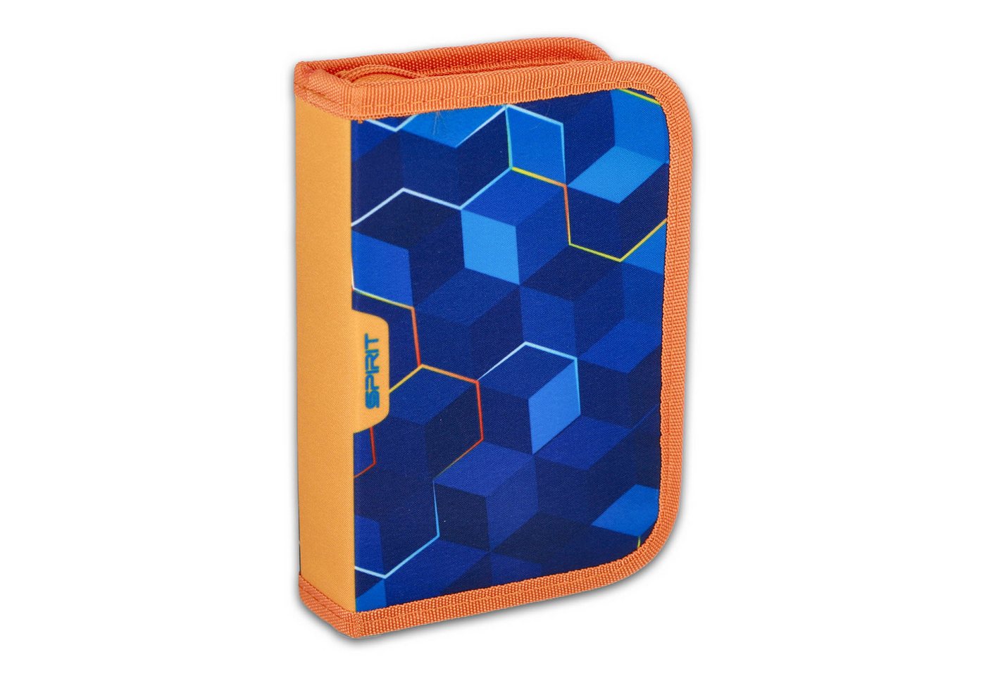 Spirit Federmäppchen SPIRIT Schüler Etui 28 teilig 1-Zipper Mäppchen ABS BLUE CUBE blau