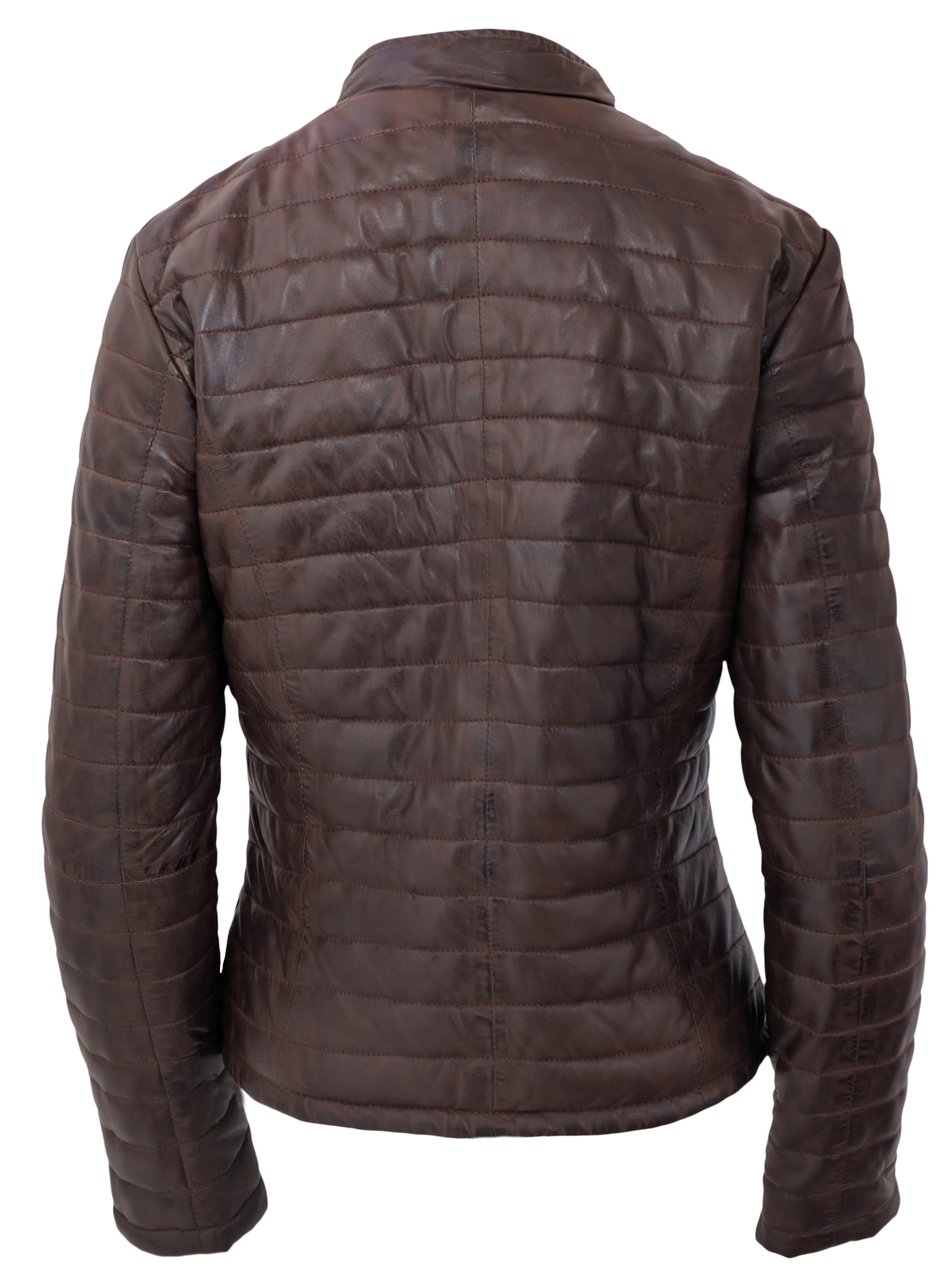 Leder Steppjacke, Lederjacke RICANO Braun stylische hochwertiges Padded Lamm