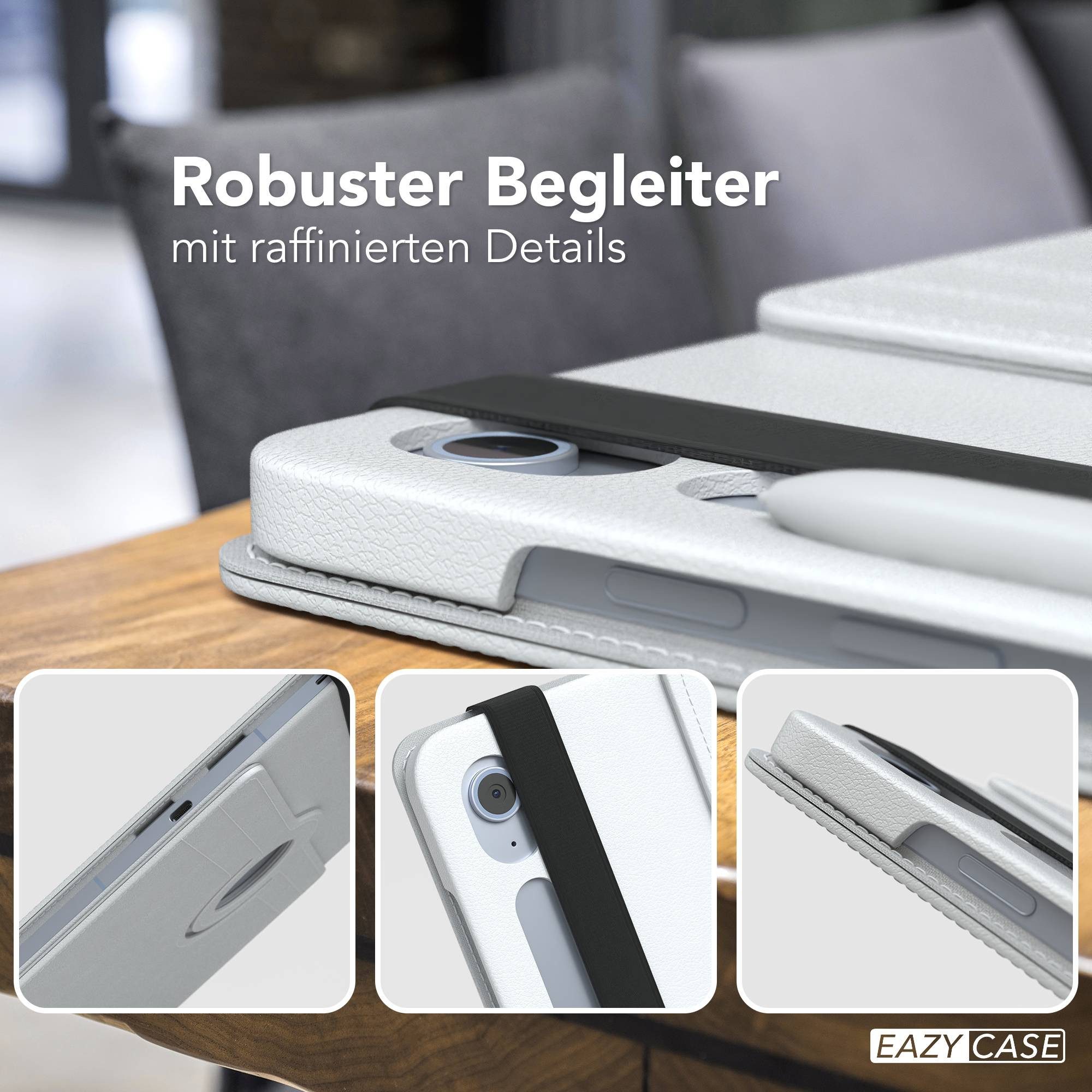EAZY CASE Tablet-Hülle Rotation Case für Galaxy Tab S10 FE Plus 13,1 Zoll, Tablet Schutzhülle kratzfest stoßfest drehbar 360 Grad Weiß – Bild 4 von 5