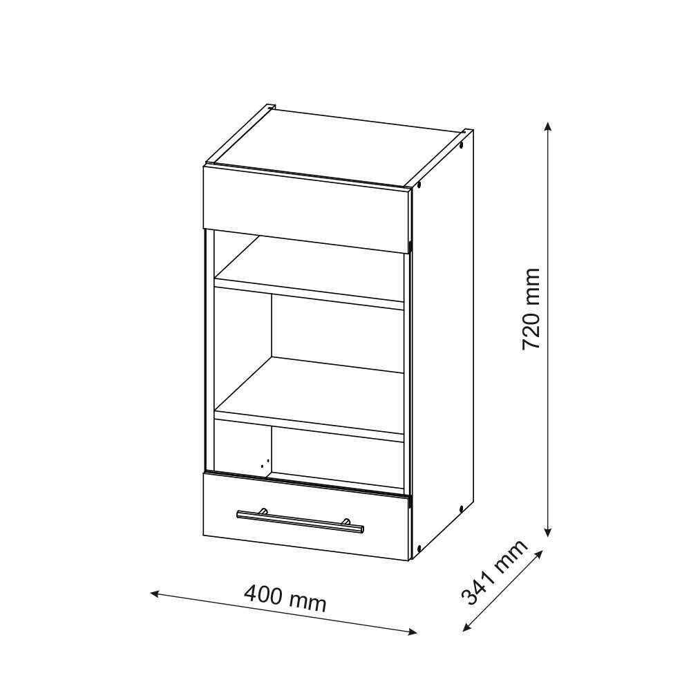 Vicco Glashängeschrank Fame-Line, Anthrazit Hochglanz/Weiß, 40 cm (1-St)