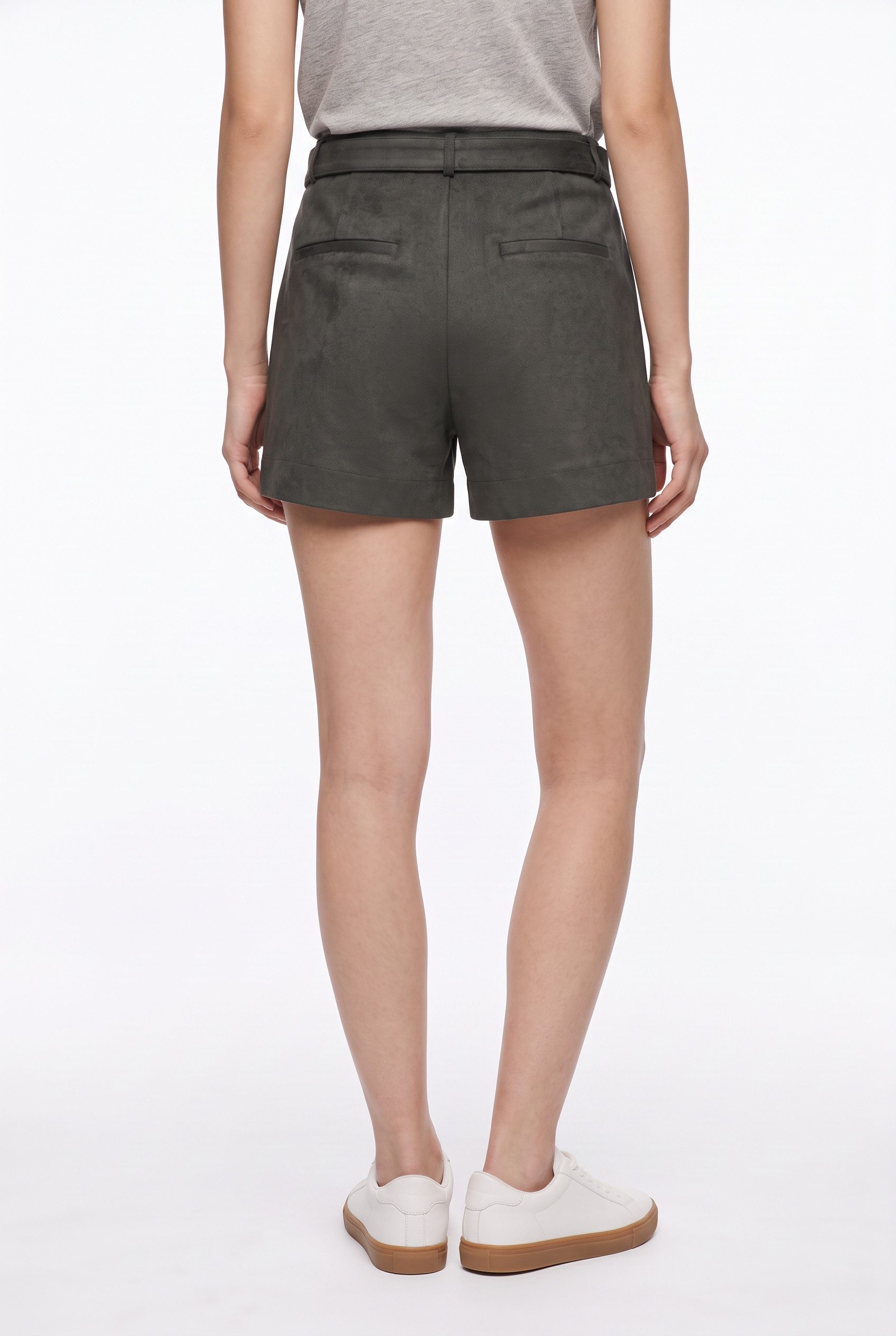 ONLY Shorts ONLTAVIA HW FAUX SUEDE BELT SHORTS PNT Materialmix, Wildlederimitat, mit Gürtel – Bild 2 von 5