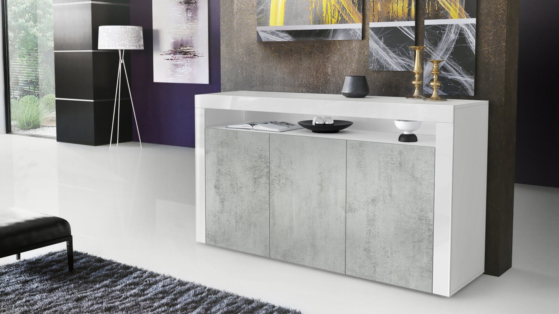 Vladon Sideboard Valencia (Sideboard, mit 3 günstig online kaufen