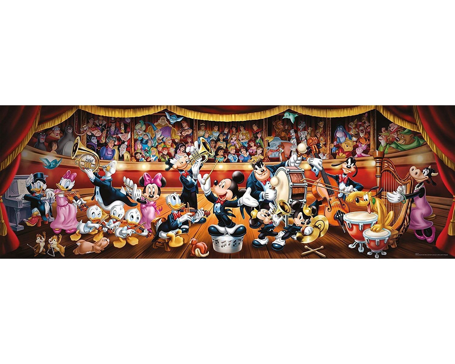 Clementoni® Puzzle Panorama Puzzle Disney Orchester, Puzzleteile, Panorama-Puzzle mit detailreichen Disney-Motiven