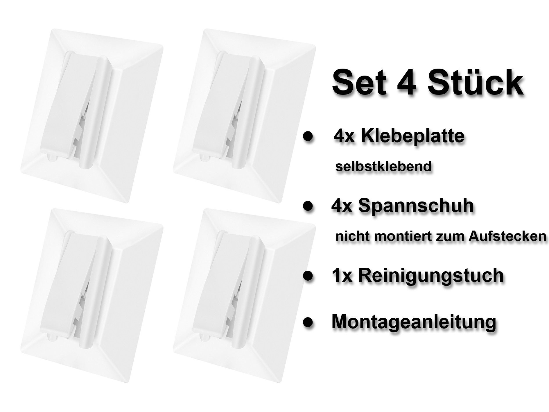 dekohaken24.de Klebeträger Klebeplatten mit Klemmschuh/Spannschuh, für Kunststofffenster und andere glatte, tragfähige Oberflächen, Klebehalter,Klebepad,Montage – Bild 5 von 5