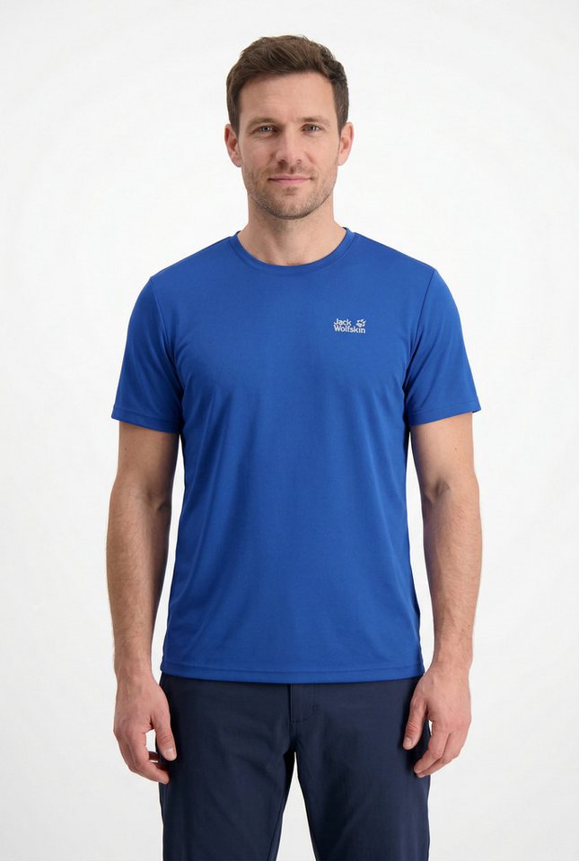 Jack Wolfskin Funktionsshirt TECH T M atmungsaktiv, Kurzarm, mit Rundhalsausschnitt, ohne Verschluss