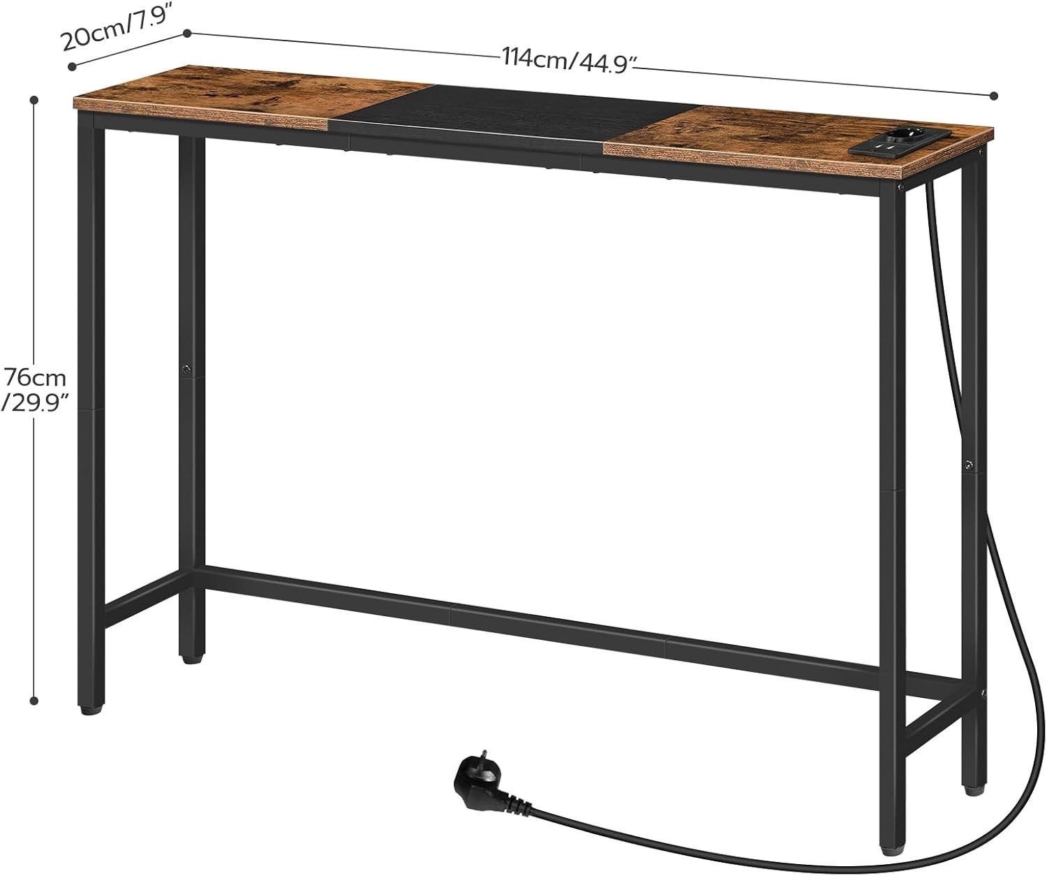 Hoobro Konsolentisch Eingangstisch mit Ladestation Steckdose und USB-Anschlüssen