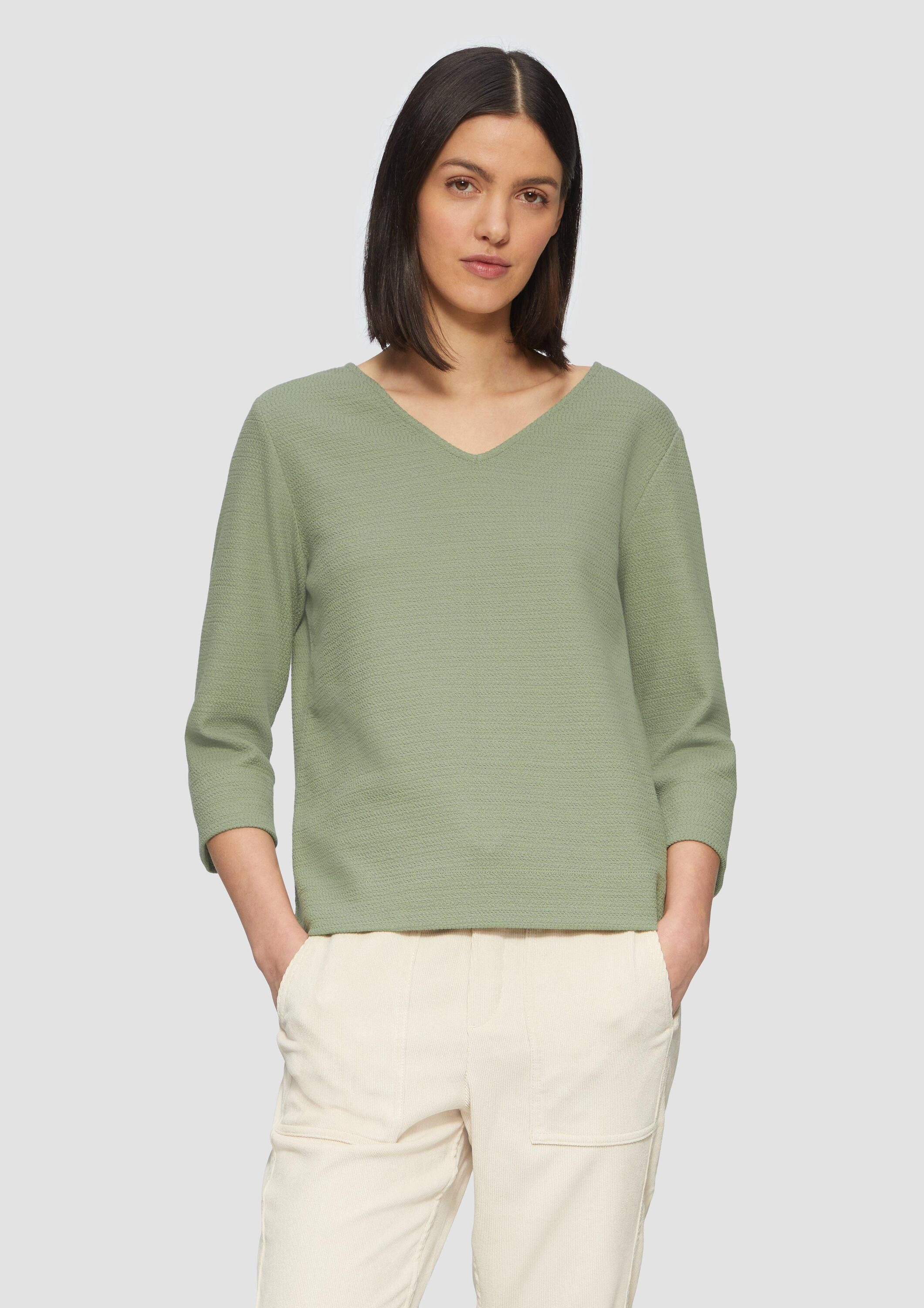 s.Oliver 3/4 Arm-Pullover Sweatshirt Strukturiertes Sweatshirt aus Baumwoll günstig online kaufen