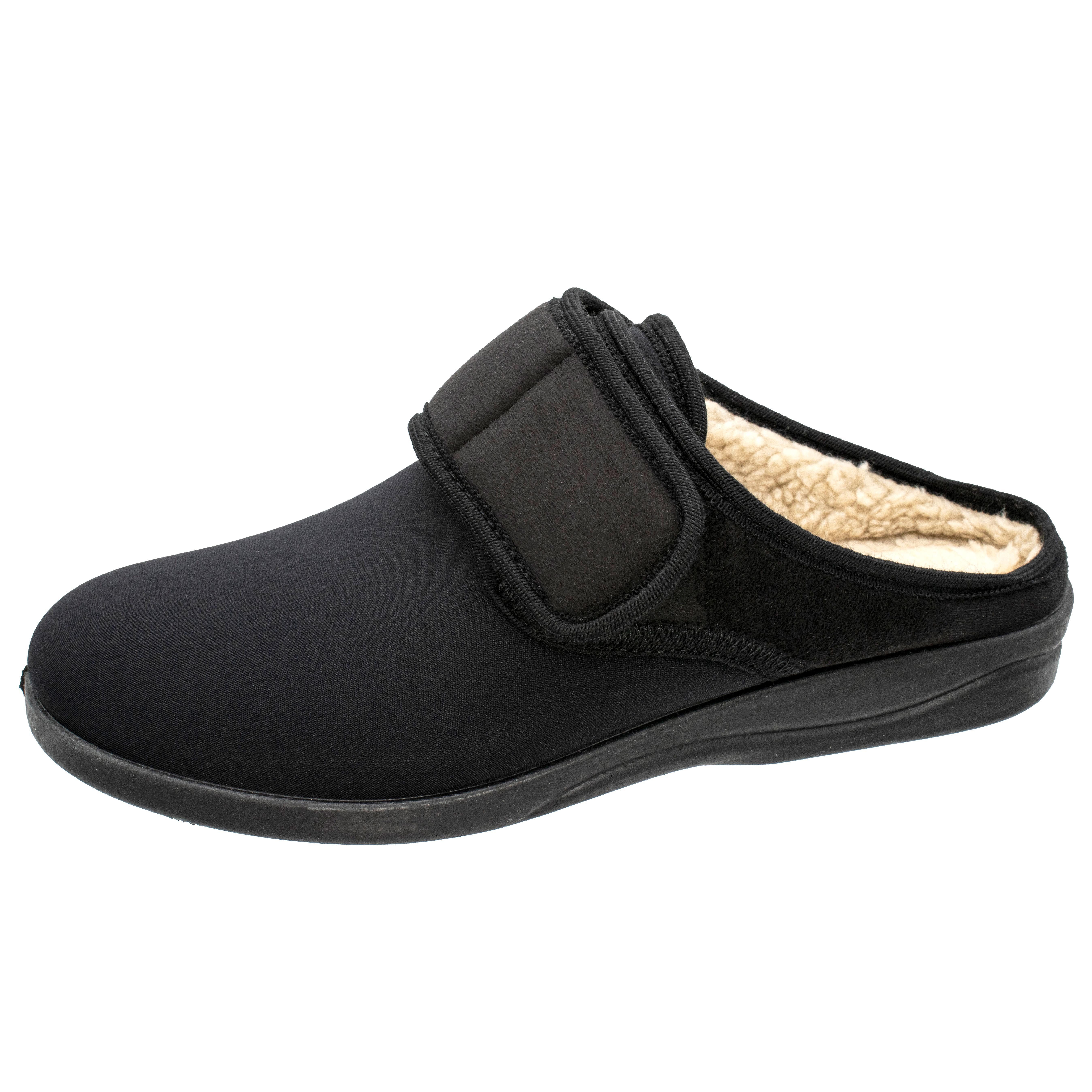 Fischer-Markenschuh Cornelius Pantoffel aus Stretchmaterial/Velour, mit Warmfutter, Weite L