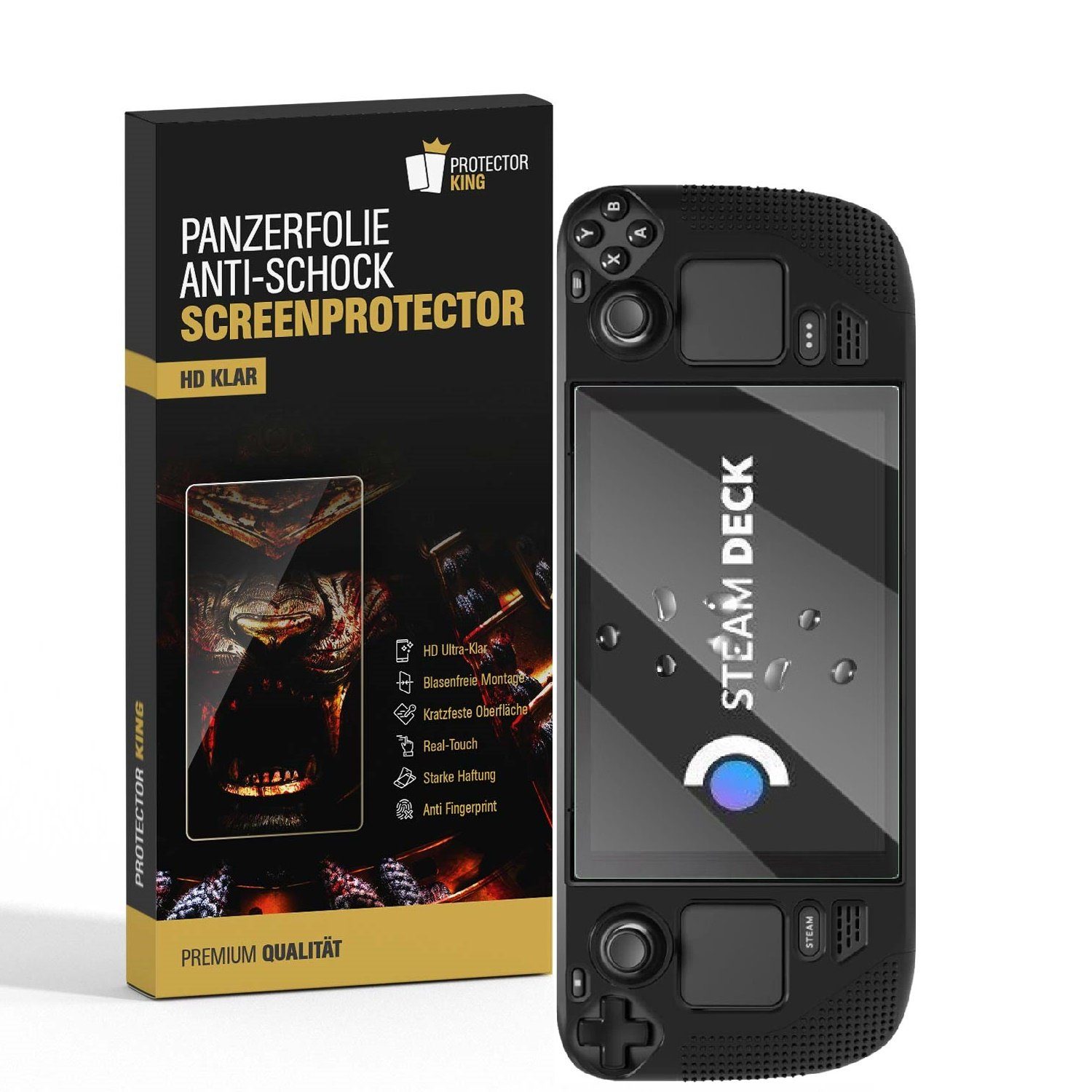 Protectorking Schutzfolie 2x Panzerfolie für Valve Steam Deck ANTI-SHOCK Displayschutzfolie, (2-Stück), ANTI-KRATZ/ ANTI-BRUCH/ ANTI-SCHMUTZ