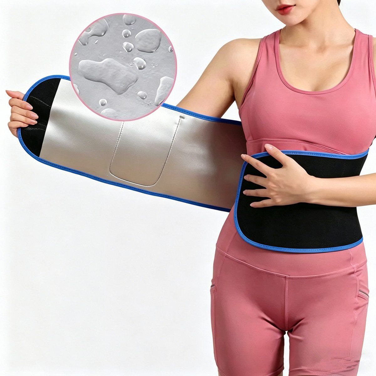 Luckice Taillengürtel aus Neopren, Schweiß-Bauchgurt, One Size (für Sport & Fettverbrennung, Schwarz-Blau)